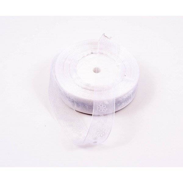 Panglica Organza Cu Flori 2cm/50yarzi