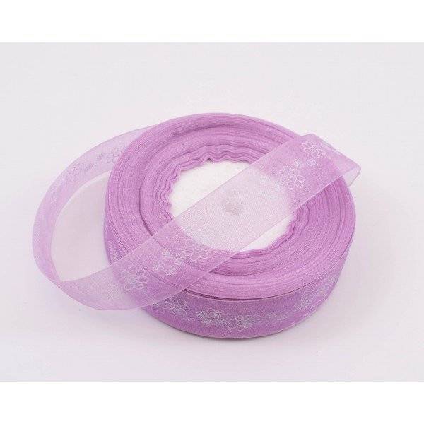 Panglica Organza Cu Flori 2cm/50yarzi
