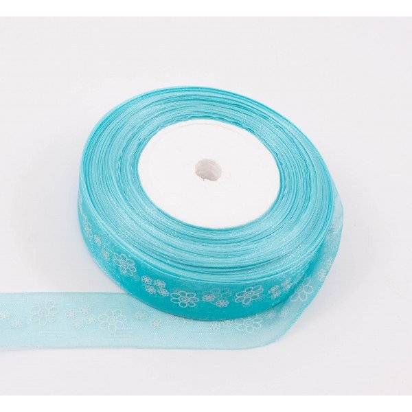 Panglica Organza Cu Flori 2cm/50yarzi