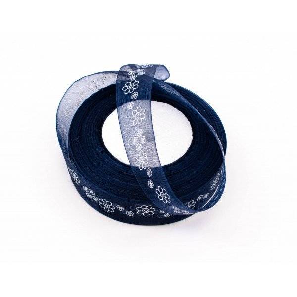 Panglica Organza Cu Flori 2cm/50yarzi