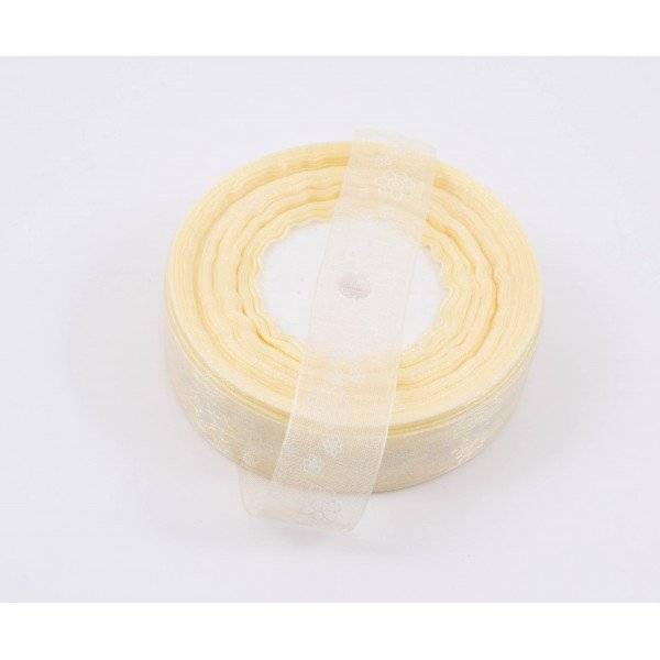 Panglica Organza Cu Flori 2cm/50yarzi