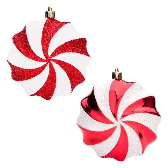 Set Ornamente de Craciun Globuri Candy Rosii Albe 10cm - 4buc