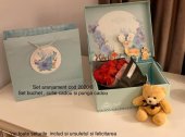 Aranjament cu flori de săpun și ursuleț în cutie 2020/8