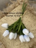 Buchet 10 Lalele Silicon Alb+Bleu