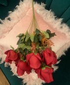 Buchet 11 fire trandafiri material textil Rosu