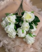 Buchet 9 fire trandafiri Alb galbui
