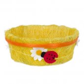 Cos Decorativ de Paste cu Maner de Bambus Rosu 16x30.5cm