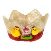 Cos Decorativ de Paste din Iarba Bej Rosie Gainuse Iepurasi Ø20x10cm