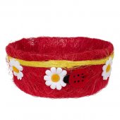 Cos Decorativ de Paste Iarba Rosu Margarete Ø18x7cm