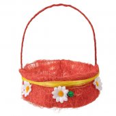 Cos Decorativ de Paste Rotund din Iarba Rosie Margarete Buburuza Ø18x7cm