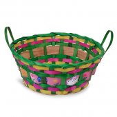 Cos Decorativ Rotund de Bambus Oua Colorate Ø24x9.5cm