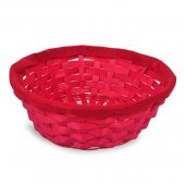 Cos Decorativ Rotund de Bambus Rosu Ø20x8cm
