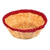 Cos Decorativ Rotund de Bambus Stofa Rosie cu Buline Bej Ø22x8cm