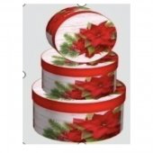 Cutie Carton Rotunda Floarea Craciunului 3/Set