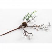 Decoratiune Craciun Crenguta Ilex,Bile Mari , Con Albe 10/Set