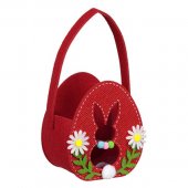 Decoratiune de Paste Cosulet din Pasla cu Maner Ou Rosu Flori 13x9x15cm