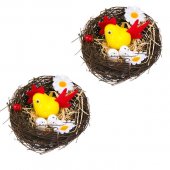 Decoratiuni de Paste Cuiburi cu Oua Buburuza Flori 10cm - 2buc