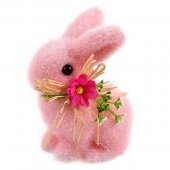 Figura Iepuras Roz Panglica Flori 14cm