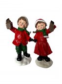 Figurina Craciun Din Rasina Copii Cu Felinar 2/Set