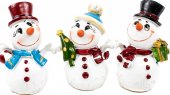 Figurina Din Rasina Om De Zapada Cu Caciula Si Palarie 3/Set