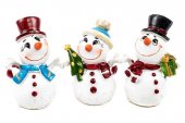 Figurina Din Rasina Om De Zapada Cu Caciula Si Palarie 3/Set