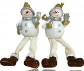 Figurina Din Rasina Om De Zapada Cu Fular Argintiu Cu Picioare 2/Set