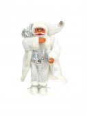 Figurina Mos Craciun Haina Alb Cu Argintiu 45 Cm