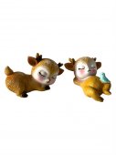 Figurine Craciun Din Rasina Miniatura Caprioara Doarme 8/Set