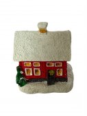 Figurine Craciun Din Rasina Miniatura Casuta Rosie Cu Led