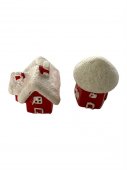Figurine Craciun Din Rasina Miniatura Casute Rosii Ninse 10/Set