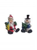 Figurine Craciun Din Rasina Miniatura Mos Craciun Si Om De Zapada 10/Set