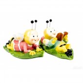 Figurine Din Rasina Albina Pe Frunza 2/Set