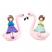 Figurine Din Rasina Fetite Pe Flamingo 2/Set