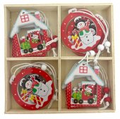 Figurine Mici De Craciun Din Lemn Glob Si Tren 12/Set