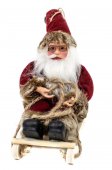 Figurine Mos Craciun Pe Sanie Cu Blanita Maro