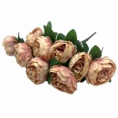 Flori Artificiale Buchet 9 Bujori Cu Stamine Lila Prafuit