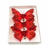 Fluturi Pene 3/Set Rosu Cu Sclipici