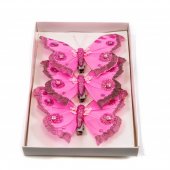 Fluturi Pene 3/Set Roz Cu Sclipici