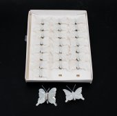 Fluturi pene coada lunga sclipici albi 24/set