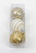 Globulete Alb Si Auriu Sampanie Cu Dungi Aurii 3/Set 8cm8cm