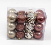 Globulete Brad Craciun Roz Si Auriu Sampanie 24/Set 6cm