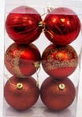 Globulete Rosu Cu Auriu 6 /Set