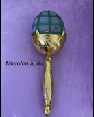 Microfon pentru buchete flori cu maner auriu 