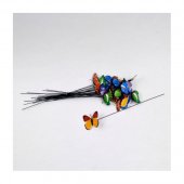 Ornament Fluturi Multicolori Cu Tija Metalica 25/Set