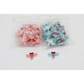 Ornament Lemn Cu Adeziv 50/Set Libelula