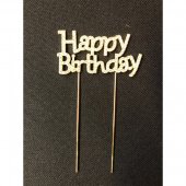 Ornament Metal Happy Brith Day Auriu 