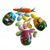 Oua Colorate Mici 12/Set 2×3 Cm Cu 3 Oua Mari Pictate Si Un Morcov