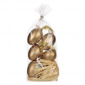 Oua Decorative de Paste Aurii cu Inimi Buline 6cm - 6buc