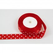 Panglica Satin Cu 3 Buline 2,5cm/22m Rosu