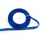 Panglica Satin Cu Buline 1cm/22m Albastru